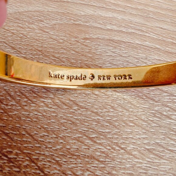 Kate Spade Orange Enamel Gold Tone Simple Minimalist Hinged Bangle Bracelet - Picture 5 of 5